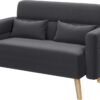 Yaheetech 46" Small Modern Fabric Sofa Loveseat Mid Century 2 Seater Sofa Couch with Lumbar Pillows, Solid Wood Legs for Small Space, Dorm, Office, Bedroom, Dark Gray - Image 5