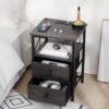 AMHANCIBLE Night Stand Set 2, Nightstand with Charging Station, End Tables Living Room with USB Ports and Outlets, Bedside Tables with Fabric Drawers for Bedroom, Dark Grey HET05XDG - Image 3