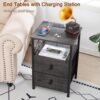 AMHANCIBLE Night Stand Set 2, Nightstand with Charging Station, End Tables Living Room with USB Ports and Outlets, Bedside Tables with Fabric Drawers for Bedroom, Dark Grey HET05XDG - Image 8