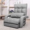 WAYTRIM Indoor Chaise Lounge Folding Sofa Bed, 6-Position Padded Lounger With Armrests and Pillow - Gray - Image 2