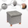 B FSOBEIIALEO Storage Ottoman with Tray, Foot Stools and Ottomans with Legs, Storage Cube Seat Linen Grey 15" - Image 5