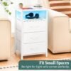 Yoobure Night Stand with Charging Station, 16 Colors LED Nightstand with USB Ports and Outlets, End Table with 3 Fabric Drawers and Storage Shelf, Bedside Tables Small Dresser for Small Space White - Image 8