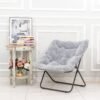 Tiita Comfy Saucer Chair, Soft Faux Fur Oversized Folding Accent Chair, Lounge Lazy Chair for Kids Teens Adults, Metal Frame Moon Chair for Bedroom, Living Room, Dorm Rooms, X-Large, Grey - Image 10