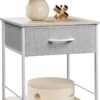 WLIVE Nightstand, End Table with Fabric Storage Drawer and Open Wood Shelf, Bedside Furniture with Steel Frame, Side Table for Bedroom, Dorm, Easy Assembly, Light Grey - Image 2