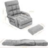 WAYTRIM Indoor Chaise Lounge Folding Sofa Bed, 6-Position Padded Lounger With Armrests and Pillow - Gray - Image 3