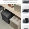 AmasSmile® Storage Ottoman Folding Foot Rest Stool, 17 inch Linen Footstool Bench, Short Ottoman Bench, Storage Foot Rest Store, Books, Records Support 330 lbs,Dark Grey - Image 6