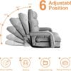 WAYTRIM Indoor Chaise Lounge Folding Sofa Bed, 6-Position Padded Lounger With Armrests and Pillow - Gray - Image 4