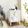 VINGLI White Nightstand, Modern Nightstand with Mirror Front Drawers, Bed Side Table/Night Stand, Wood Nightstand, Mirrored Nightstand with Drawer for Bedroom, College Dorm, Kids’ Room, Living Room - Image 2