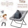 Tiita Comfy Saucer Chair, Soft Faux Fur Oversized Folding Accent Chair, Lounge Lazy Chair for Kids Teens Adults, Metal Frame Moon Chair for Bedroom, Living Room, Dorm Rooms, X-Large, Grey - Image 8