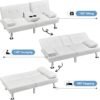 Yaheetech Convertible Sofa Bed Adjustable Couch Sleeper Modern Faux Leather Home Recliner Reversible Loveseat Folding Daybed Guest Bed, Removable Armrests, Cup Holders, 3 Angles, 772lb Capacity, White - Image 6
