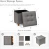 B FSOBEIIALEO Storage Ottoman with Tray, Foot Stools and Ottomans with Legs, Storage Cube Seat Linen Grey 15" - Image 4