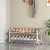 TZAMLI 2-Tier Shoe Rack for Closet, Expandable and Stackable Shoe Organizer Adjustable Metal Shoe Storage Small Shoe Shelf for Entryway Entrance Dorm, White - Image 4