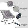 Tiita Comfy Saucer Chair, Soft Faux Fur Oversized Folding Accent Chair, Lounge Lazy Chair for Kids Teens Adults, Metal Frame Moon Chair for Bedroom, Living Room, Dorm Rooms, X-Large, Grey - Image 5
