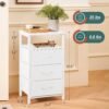 Yoobure Night Stand with Charging Station, 16 Colors LED Nightstand with USB Ports and Outlets, End Table with 3 Fabric Drawers and Storage Shelf, Bedside Tables Small Dresser for Small Space White - Image 4