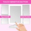 Trifold Vanity Mirror with Lights | LED Makeup Mirror with Lights and Touch Screen Dimming - 1x 2x 3x Magnification - Portable Lighted Makeup Mirror | Great Vanity Mirror with Lights - Image 3
