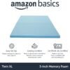 Amazon Basics Cooling Gel-Infused Memory Foam Mattress Topper, CertiPUR-US Certified, 3 Inches, Twin XL, Blue - Image 3