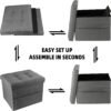 ALASDO Ottoman Storage Ottoman Footrest with Side Pocket Folding Ottoman with Srorage Small Ottoman for Living Room Study Bedroom Grey L17W13H13inches - Image 5
