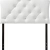 Baxton Studio Rita Modern and Contemporary White Faux Leather Upholstered Button-Tufted Scalloped Twin Size Headboard - Image 2