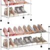 TZAMLI 2-Tier Shoe Rack for Closet, Expandable and Stackable Shoe Organizer Adjustable Metal Shoe Storage Small Shoe Shelf for Entryway Entrance Dorm, White - Image 2