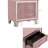 Velvet Nightstand with 2 Drawers, End Table with Storage, Small Dresser, Bedside Table Furniture, Night Stand with Metal Legs for Bedroom, Living Room, College Dorm - Pink - Image 4
