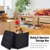WoneNice Folding Storage Ottoman Cube Foot Rest Stool Seat- 15" x 15" (Linen Black) - Image 9