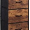 WLIVE Dresser with 3 Drawers, Fabric Nightstand, Cabinet with Wheels, Organizer Storage Dresser for Bedroom, Office, Closets, Sturdy Steel Frame, Easy Pull Handle, Rustic Brown Wood Grain Print - Image 2