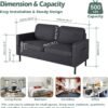 STHOUYN 56" W Fabric Loveseat Sofa with 2 USB, Small Couches for Living Room, Bedroom, Office, Easy Assembly & Comfy Cushion, Dark Grey - Image 3