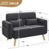 Yaheetech 46" Small Modern Fabric Sofa Loveseat Mid Century 2 Seater Sofa Couch with Lumbar Pillows, Solid Wood Legs for Small Space, Dorm, Office, Bedroom, Dark Gray - Image 3