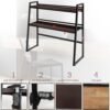 Vintage Metal and Wooden 2-Tier 29.5 INCH Length Desktop Shelves, Computer Desk Bookshelf, Office Supplies Desk Organizer Display Rack, Brown - Image 5