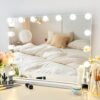 Vanity Mirror with Lights,Makeup Mirror with Lights,23" x 19" Makeup Mirror with 15 Dimmable LED Bulbs,3 Color Lighting Modes,USB Charging Port Touch Control,Sturdy Metal Frame Design,White - Image 2
