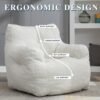 Bean Bag Chair for Adults, Giant Bean Bag Sofa Chair with Armrests, Teddy Plush Lazy Sofa Comfy Chair, Big Comfy Chair with Pocket, for Livingroom Bedroom Apartment - Image 5