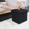 WoneNice Folding Storage Ottoman Cube Foot Rest Stool Seat- 15" x 15" (Linen Black) - Image 7