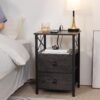 AMHANCIBLE Night Stand Set 2, Nightstand with Charging Station, End Tables Living Room with USB Ports and Outlets, Bedside Tables with Fabric Drawers for Bedroom, Dark Grey HET05XDG - Image 7