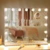 Vanity Mirror with Lights,Makeup Mirror with Lights,23" x 19" Makeup Mirror with 15 Dimmable LED Bulbs,3 Color Lighting Modes,USB Charging Port Touch Control,Sturdy Metal Frame Design,White - Image 10
