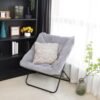 Tiita Comfy Saucer Chair, Soft Faux Fur Oversized Folding Accent Chair, Lounge Lazy Chair for Kids Teens Adults, Metal Frame Moon Chair for Bedroom, Living Room, Dorm Rooms, X-Large, Grey - Image 3