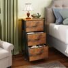 WLIVE Dresser with 3 Drawers, Fabric Nightstand, Cabinet with Wheels, Organizer Storage Dresser for Bedroom, Office, Closets, Sturdy Steel Frame, Easy Pull Handle, Rustic Brown Wood Grain Print - Image 3