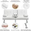 Yaheetech Convertible Sofa Bed Adjustable Couch Sleeper Modern Faux Leather Home Recliner Reversible Loveseat Folding Daybed Guest Bed, Removable Armrests, Cup Holders, 3 Angles, 772lb Capacity, White - Image 7
