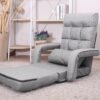 WAYTRIM Indoor Chaise Lounge Folding Sofa Bed, 6-Position Padded Lounger With Armrests and Pillow - Gray - Image 7