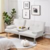 Yaheetech Convertible Sofa Bed Adjustable Couch Sleeper Modern Faux Leather Home Recliner Reversible Loveseat Folding Daybed Guest Bed, Removable Armrests, Cup Holders, 3 Angles, 772lb Capacity, White - Image 5