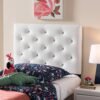 Baxton Studio Viviana Modern and Contemporary White Faux Leather Upholstered Button-Tufted Twin Size Headboard - Image 3