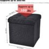 WoneNice Folding Storage Ottoman Cube Foot Rest Stool Seat- 15" x 15" (Linen Black) - Image 4