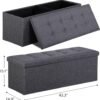 SUPER DEAL 43 Inches Folding Storage Ottoman Bench Storage Chest Footrest with Padded Seat Large Box for Bedroom Living Room Entryway, 660 lbs Capacity 15" x 15" x 43" Long, Dark Gray - Image 4