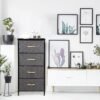 SUPER DEAL Dresser for Bedroom with 4 Storage Drawers, Fabric Chest of Drawers Storage Organizer with Wood Top and Metal Frame for Closet Living Room Hallway Entryway, 36 inch Tall Grey - Image 3