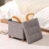 B FSOBEIIALEO Storage Ottoman with Tray, Foot Stools and Ottomans with Legs, Storage Cube Seat Linen Grey 15" - Image 3