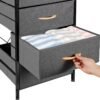 SUPER DEAL Dresser for Bedroom with 4 Storage Drawers, Fabric Chest of Drawers Storage Organizer with Wood Top and Metal Frame for Closet Living Room Hallway Entryway, 36 inch Tall Grey - Image 6