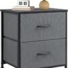 Sweetcrispy Nightstand with 2 Drawers, End Tables Bedside Side Table with Storage Kids Night Stand with Fabric Bins, Wooden Top Small Dresser for Bedroom Closet, College Dorm - Image 2