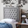 Tavira Allure® College Dorm Headboard - Tufted Rivet - Linen Gray - Image 3