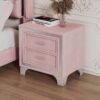 Velvet Nightstand with 2 Drawers, End Table with Storage, Small Dresser, Bedside Table Furniture, Night Stand with Metal Legs for Bedroom, Living Room, College Dorm - Pink - Image 5
