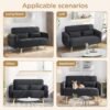 Yaheetech 46" Small Modern Fabric Sofa Loveseat Mid Century 2 Seater Sofa Couch with Lumbar Pillows, Solid Wood Legs for Small Space, Dorm, Office, Bedroom, Dark Gray - Image 9