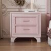 Velvet Nightstand with 2 Drawers, End Table with Storage, Small Dresser, Bedside Table Furniture, Night Stand with Metal Legs for Bedroom, Living Room, College Dorm - Pink - Image 3